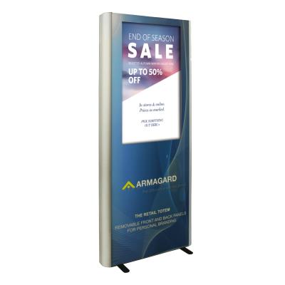 Right view of the Armagard retail totem with installed digital signage advertising display