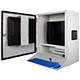 PENC-700 Industrial LCD Monitor Enclosure side view with open doors and keyboard tray