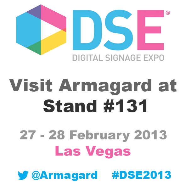 graphic to inviting people to visit armagard at stand #131 at DSE-2013