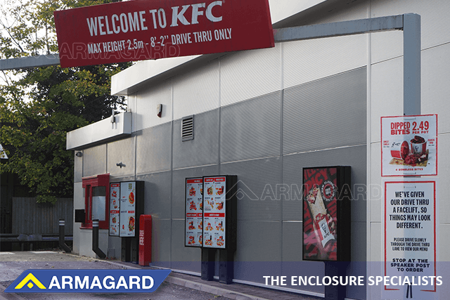 Armagard digital menu boards for Samsung OH screens at a KFC drive thru